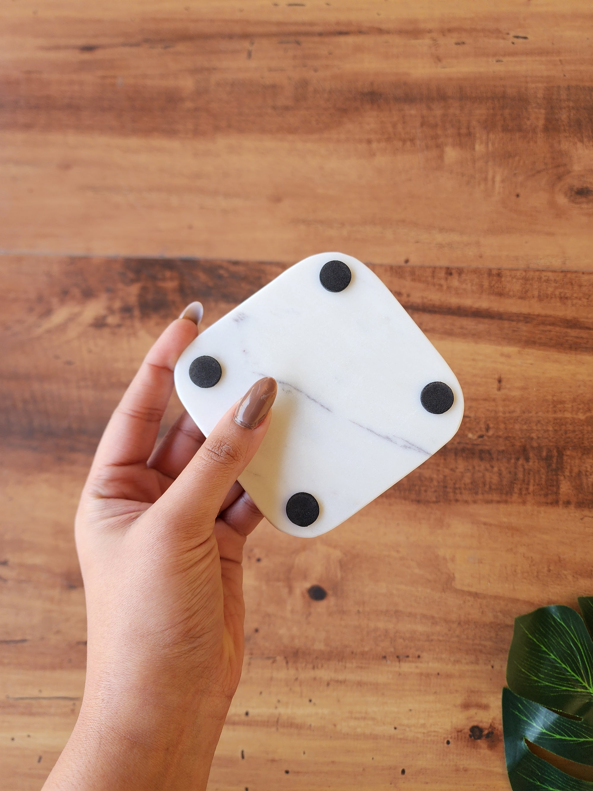 Square White Marble Coasters - Minimal Luxury Tabletop Décor (Set of 4)
