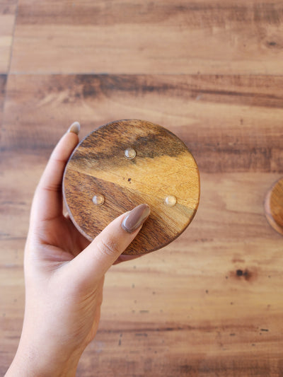 Round Acacia Wood Coasters - Natural Minimal Tableware (Set of 4)