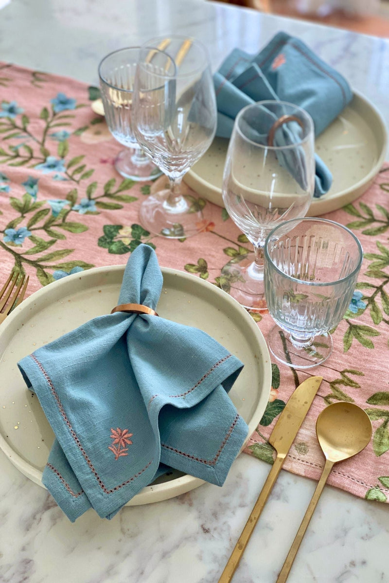 Valley Rose Linen Table Runner