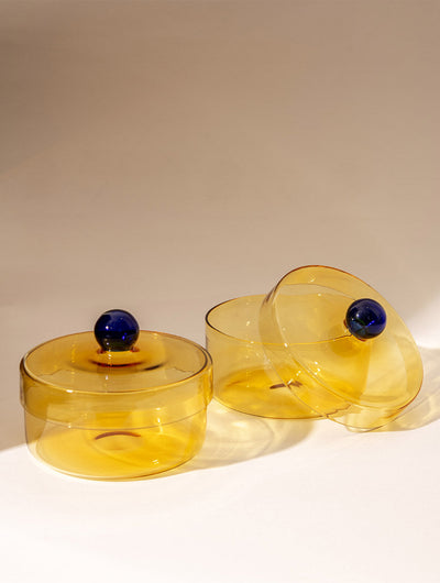 Aurora Glass Jar - Yellow (Set of 2)