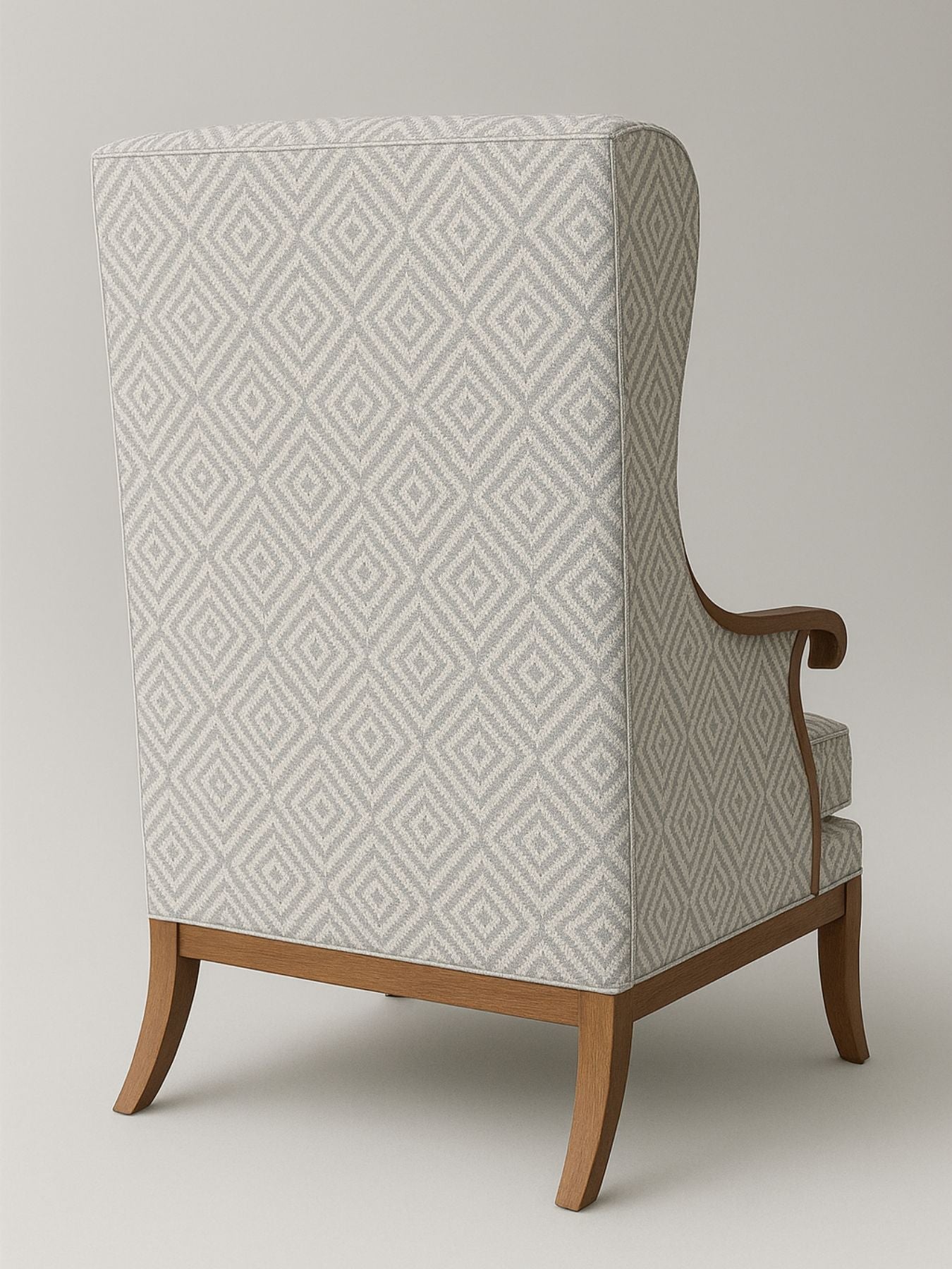 Premium Wingback Lounge Chair with Modern Geometric Velvet Fabric & Solid Wood Frame