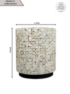 Mother of Pearl Inlay Drum Side Table- Nemo