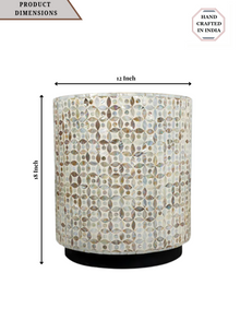 Mother of Pearl Inlay Drum Side Table- Nemo