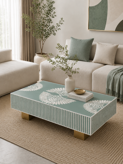 Mother of Pearl Inlay Luxom Rectangular Coffee Table - Phoenixed