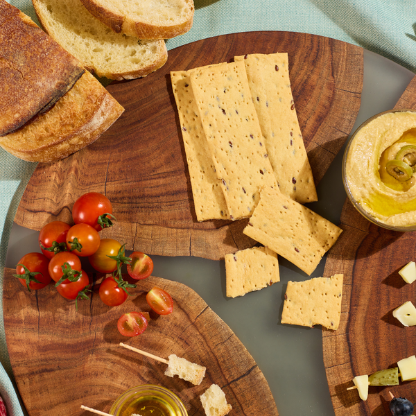 Lazy Susan Platter – Acacia Wood with Aqua Gray Resin Finish