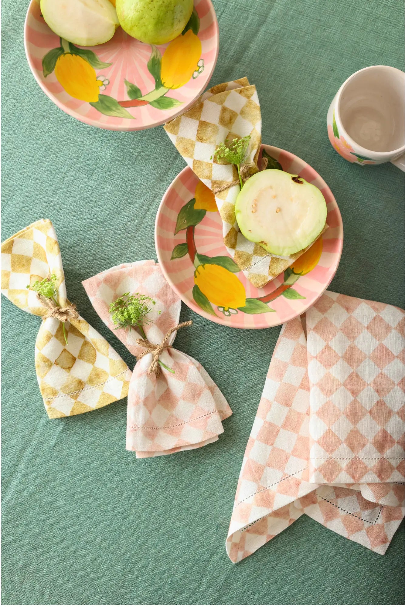 Table Napkin - Checker Ochre