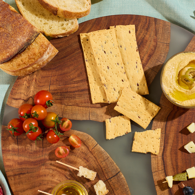 Lazy Susan Platter – Acacia Wood with Aqua Blue Resin Finish_Grey