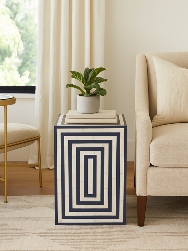 Inlay Rectangular Bedside Table - Layla