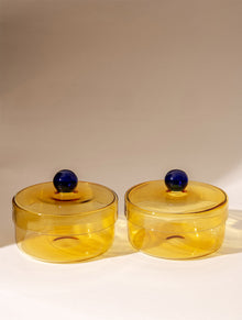 Aurora Glass Jar - Yellow (Set of 2)