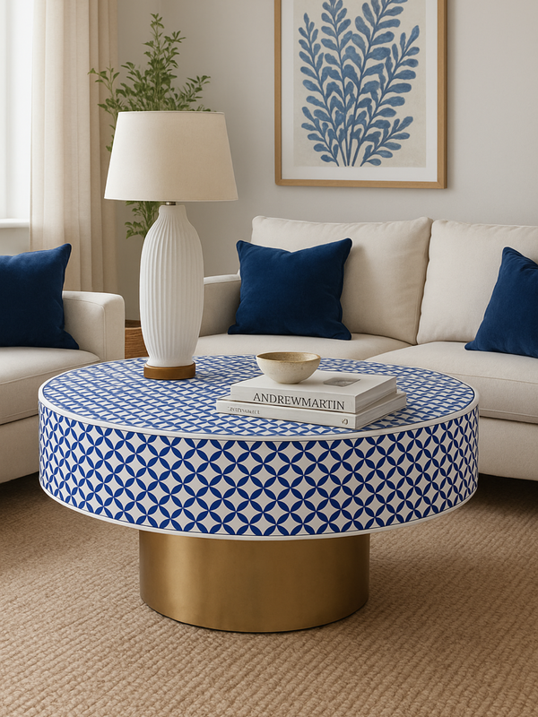 Inlay Round Coffee Table-Cleo