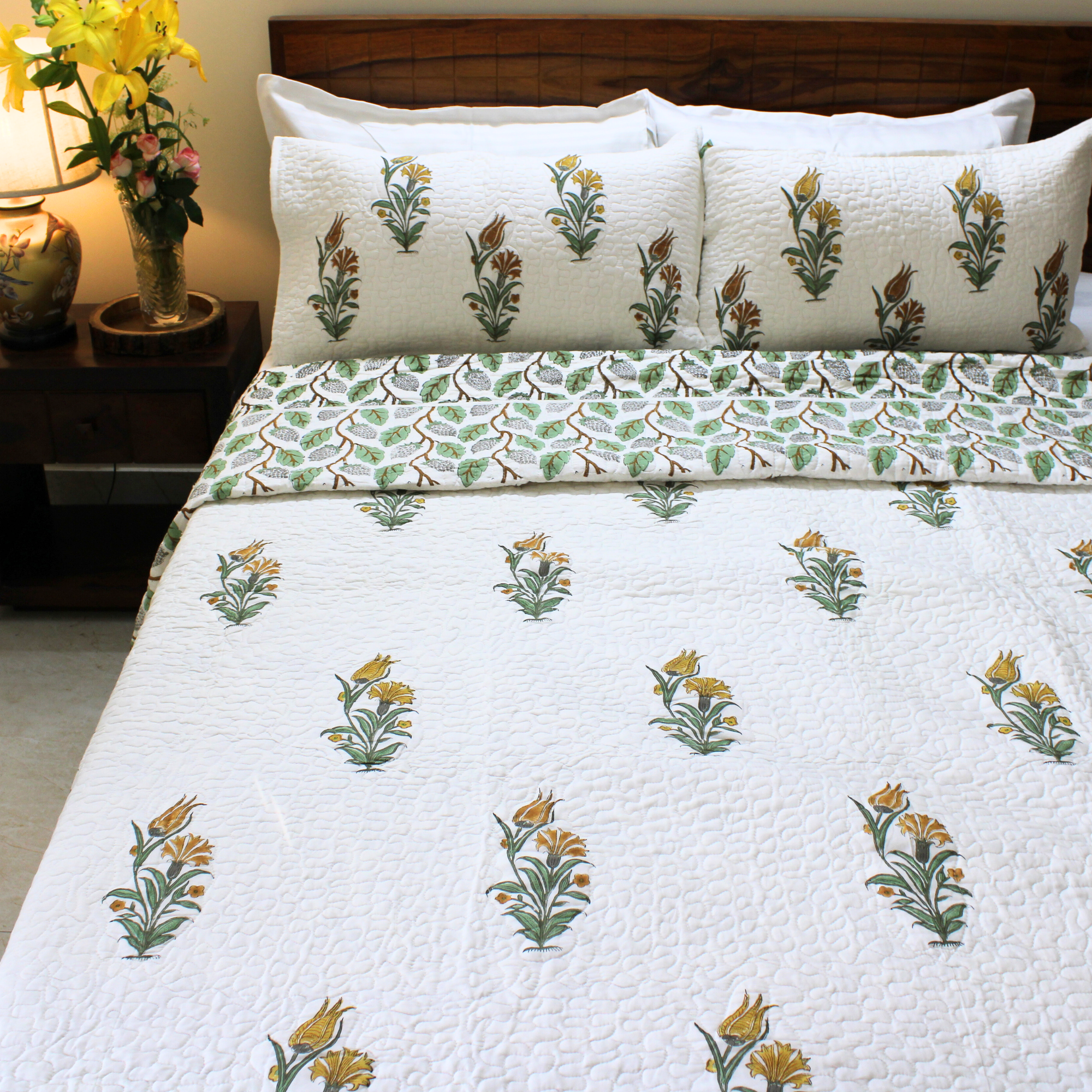Anand Bagh-Handblock Quilted Bedcover