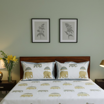 Colours Of The Garden: Handblock Bedsheet