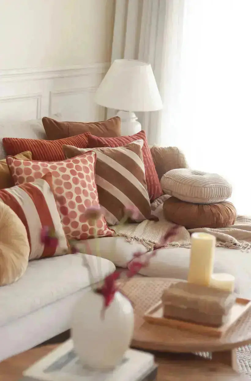 Holly Spice Velvet Stripe Cushion Cover