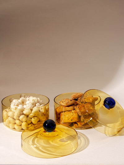 Aurora Glass Jar - Yellow (Set of 2)