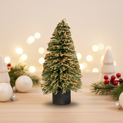 Light Green Paper Frill Christmas Tree With Gold Glitter