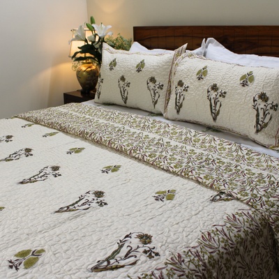 Anand Bagh-Handblock Quilted bedCover