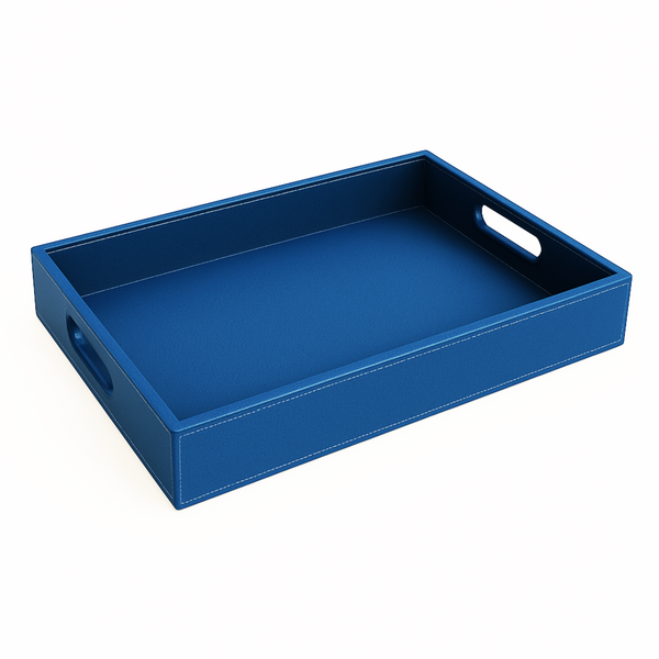 Pu Leather Foldable Tray with Metal Stand ( Ink Blue)