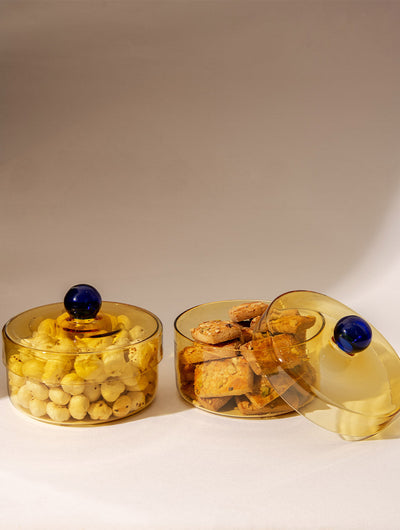 Aurora Glass Jar - Yellow (Set of 2)