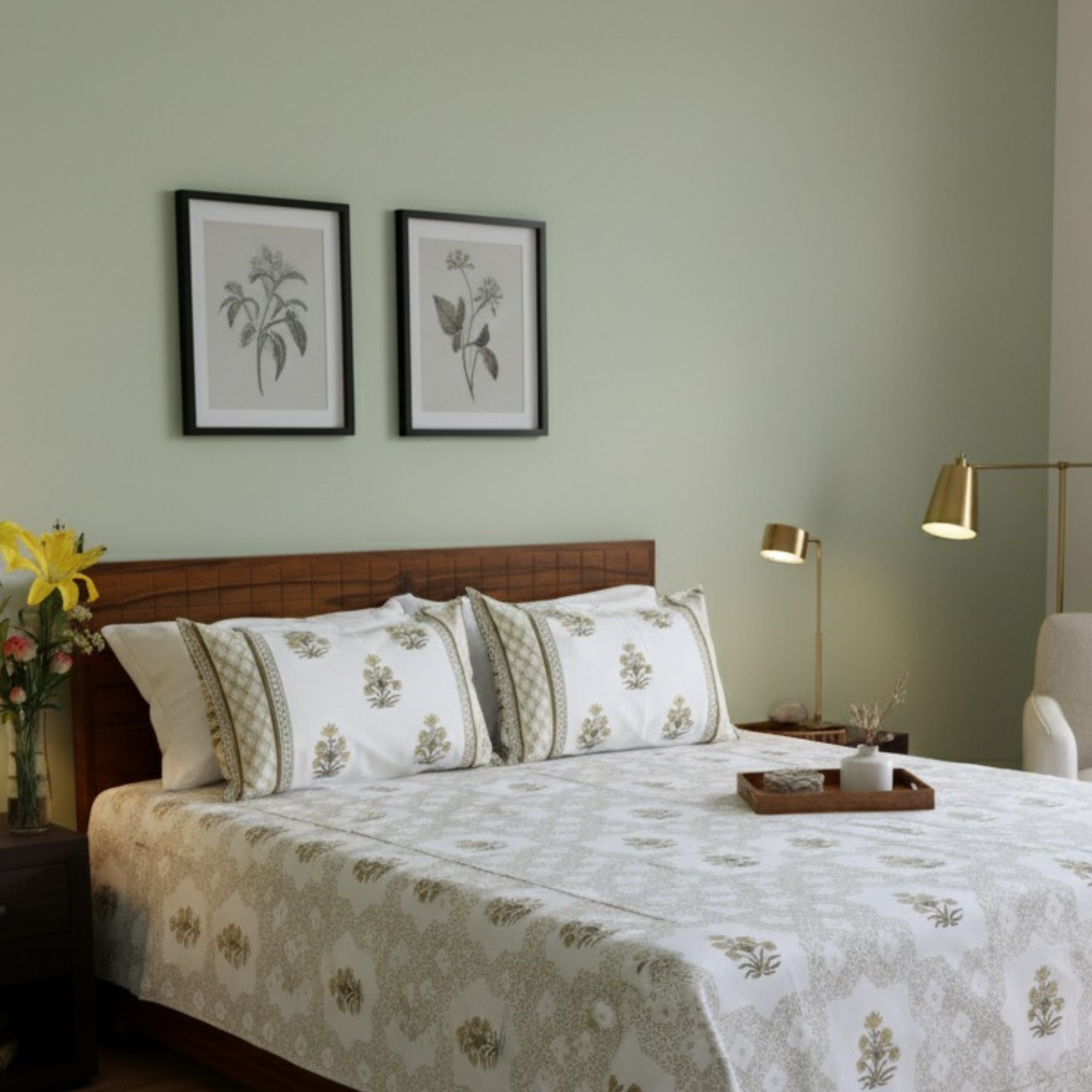 Colors Of The Garden Handblock Bedsheet