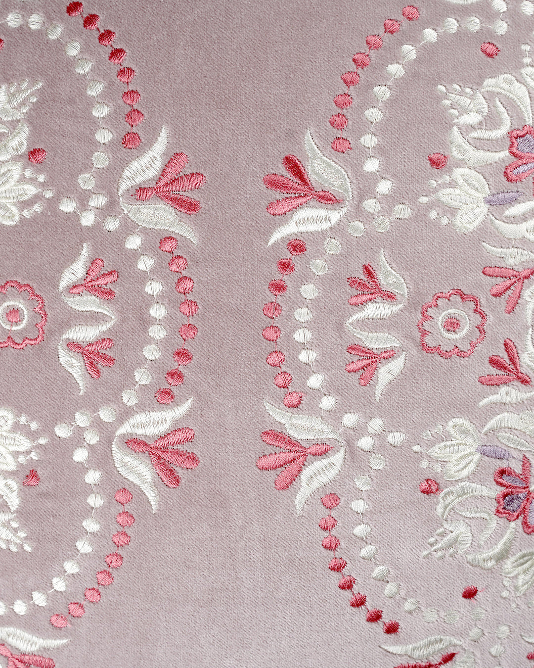 Rahat Mauve Velvet Embroidered Cushion -16"x16"