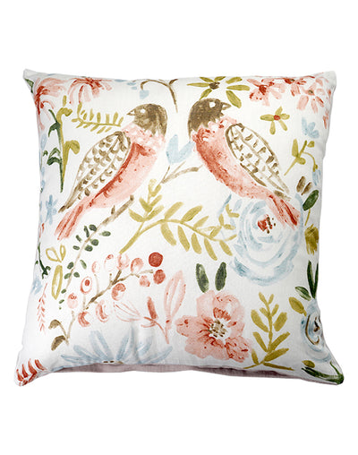 Set Of 2 - Peach Cotton Print Cushion Cover - 18"X18"