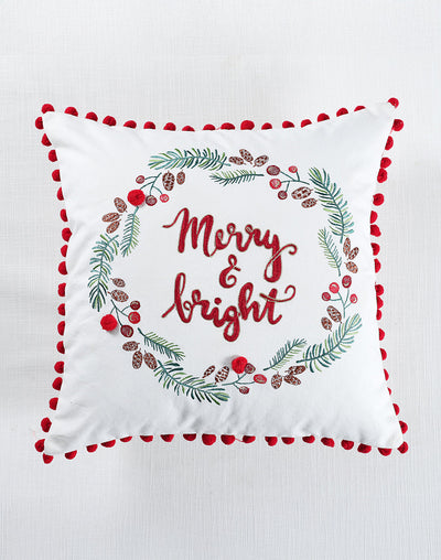 CUSHION COVER Embroidery MERRY BRIGHT