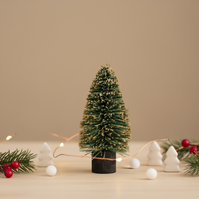 Dark Green Paper Frill Christmas Tree With Gold Glitter