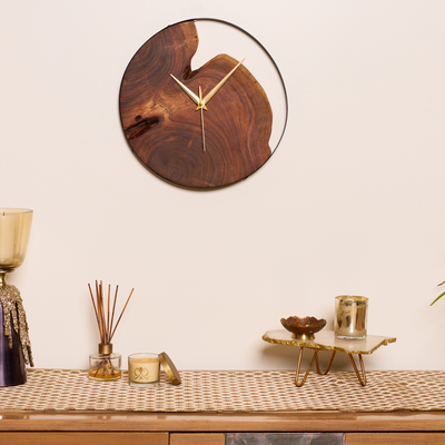 Stylish Wooden Wall Clock – Acacia Wood