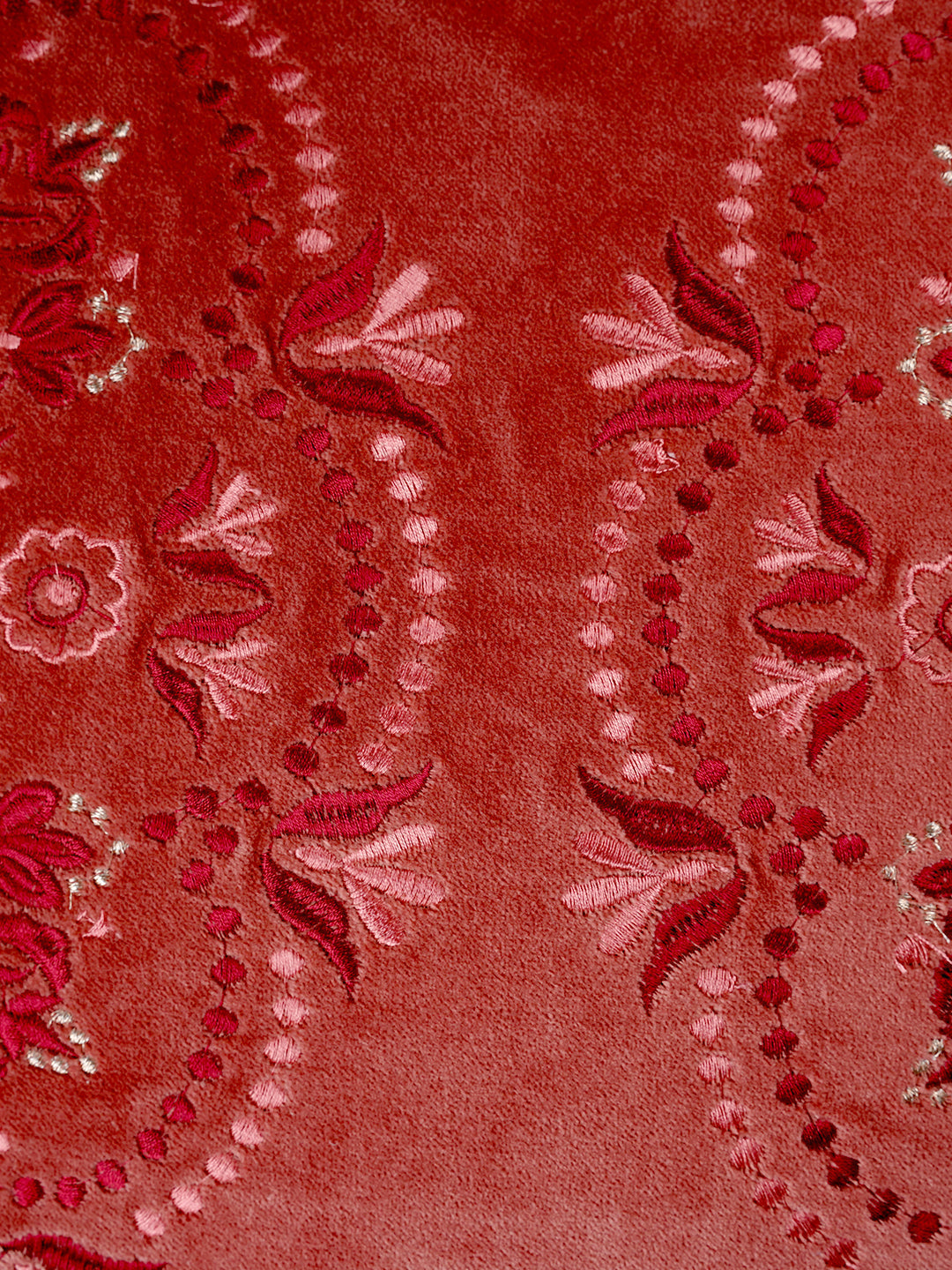 Rahat Red Velvet Embroidered Cushion Cover-16"x16"