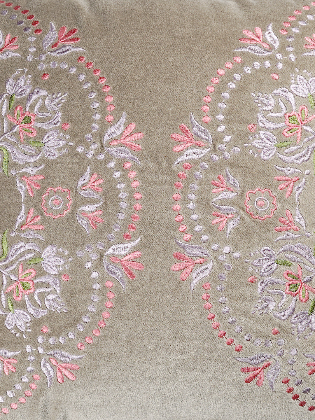 Rahat Green Velvet Embroidered Cushion Cover - 16"x16"