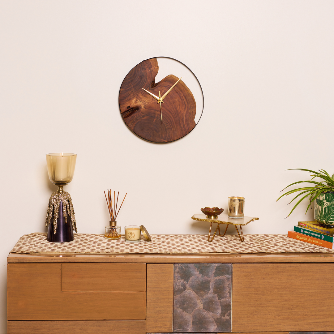 Stylish Wooden Wall Clock – Acacia Wood