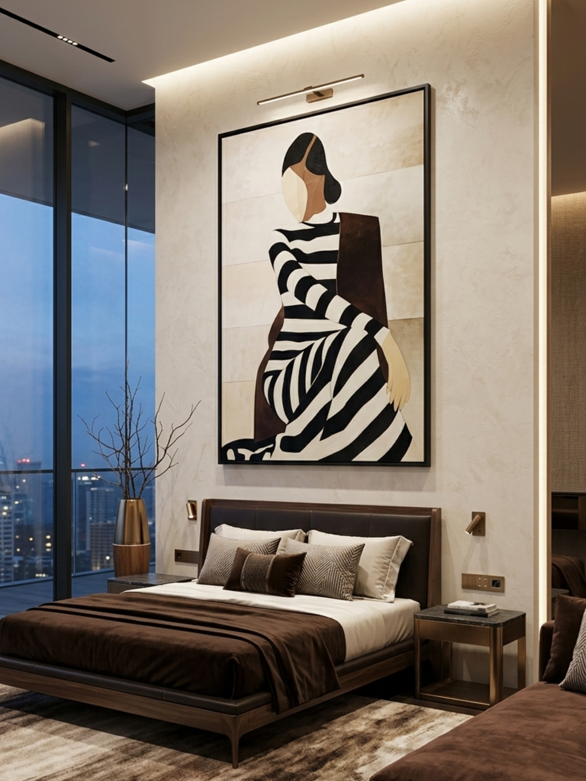Linear Muse Modern Leather Wall Art