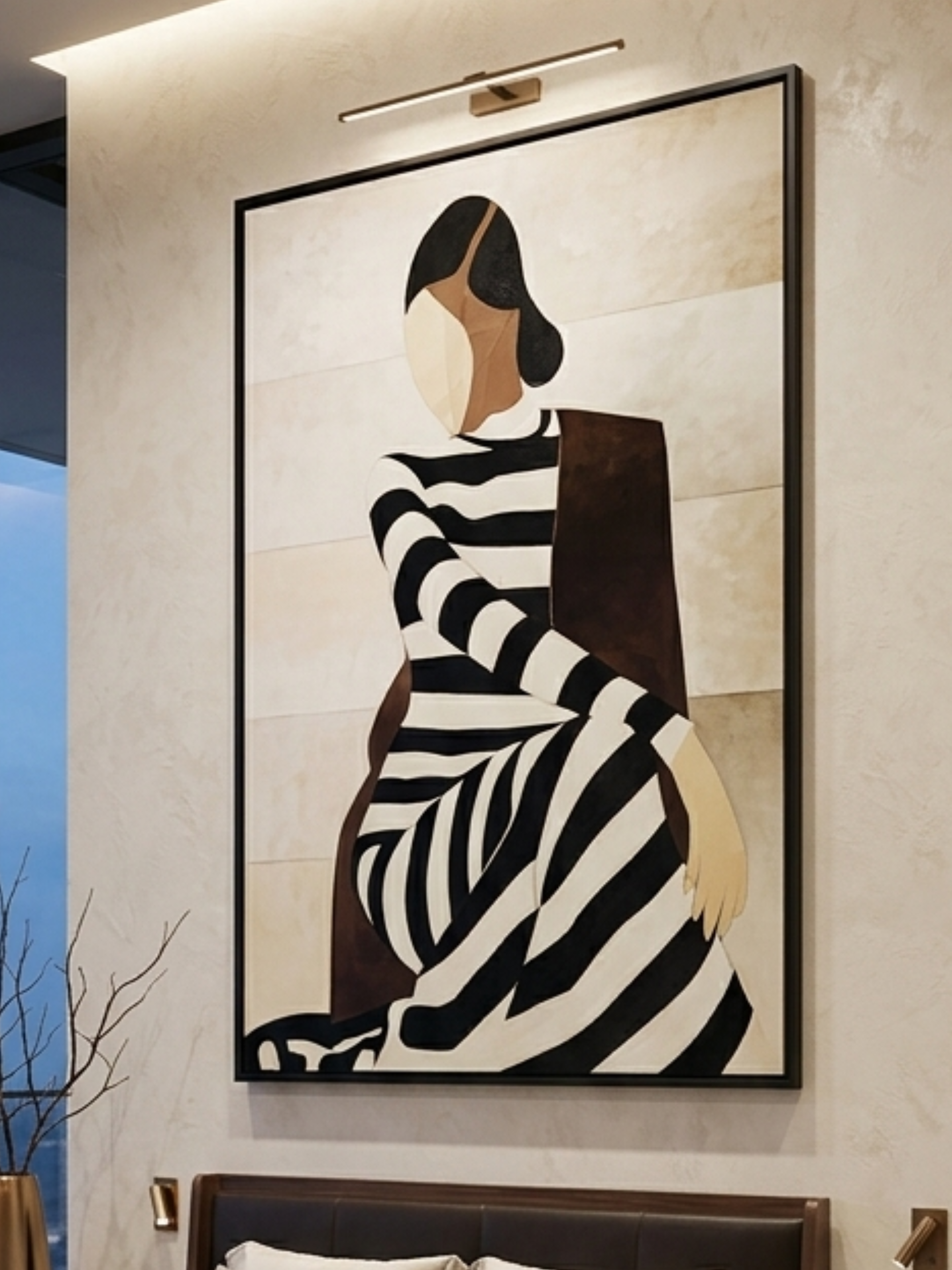 Linear Muse Modern Leather Wall Art
