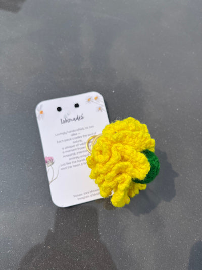 Crochet marigold keychain