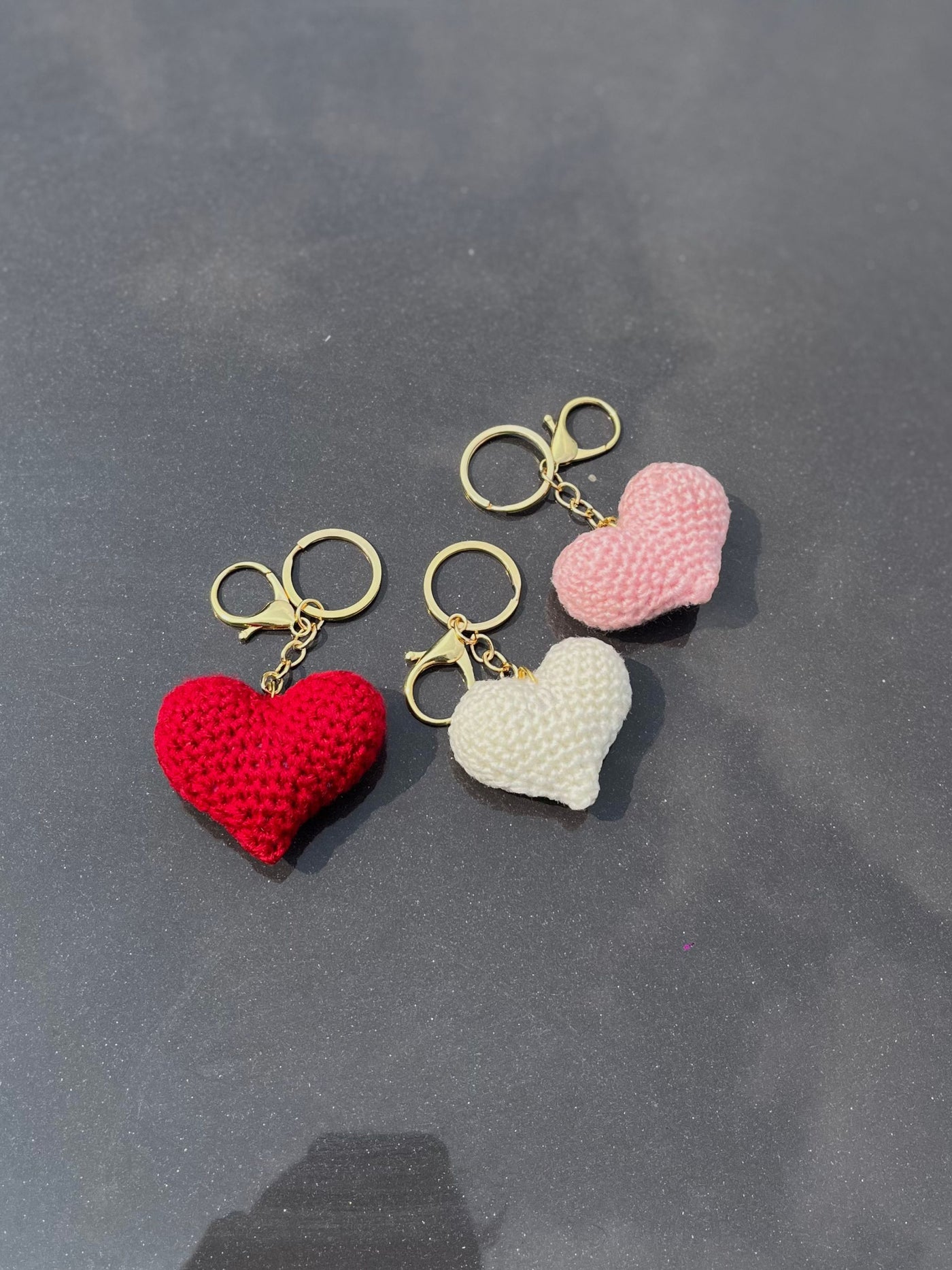 Crochet heart keychain