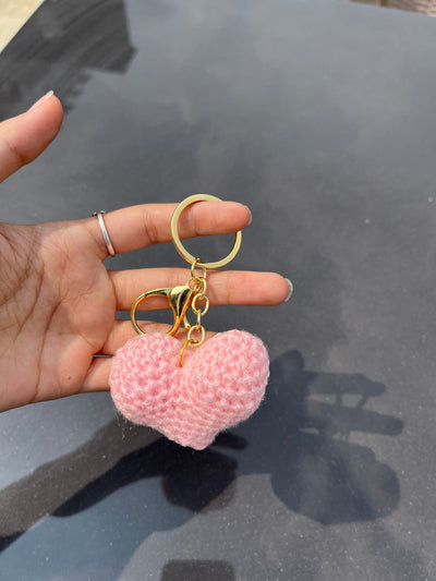 Crochet heart keychain