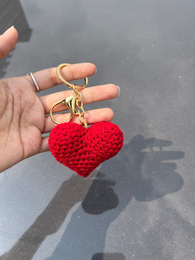 Crochet heart keychain