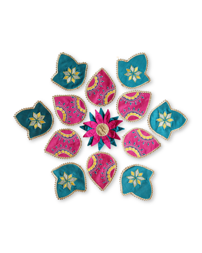 Fabric Embroidered Rangoli - Set of 13