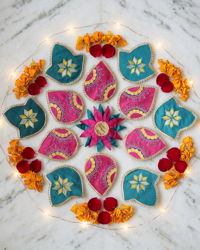 Fabric Embroidered Rangoli - Set of 13