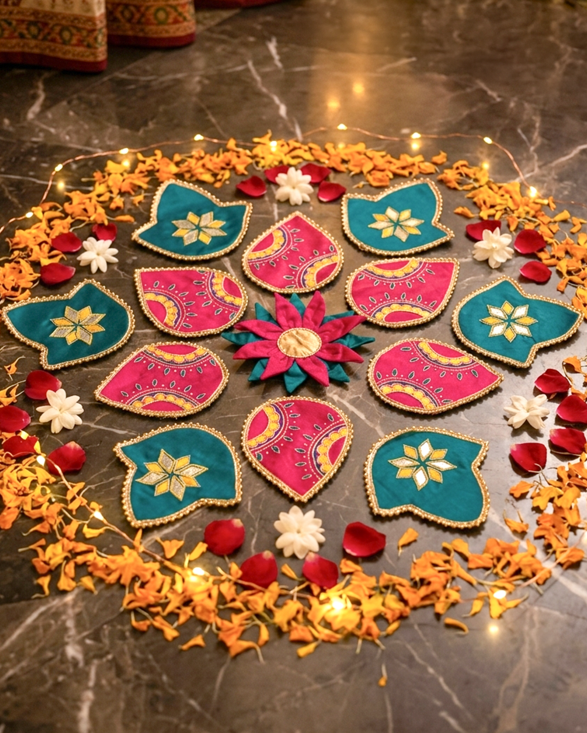 Fabric Embroidered Rangoli - Set of 13