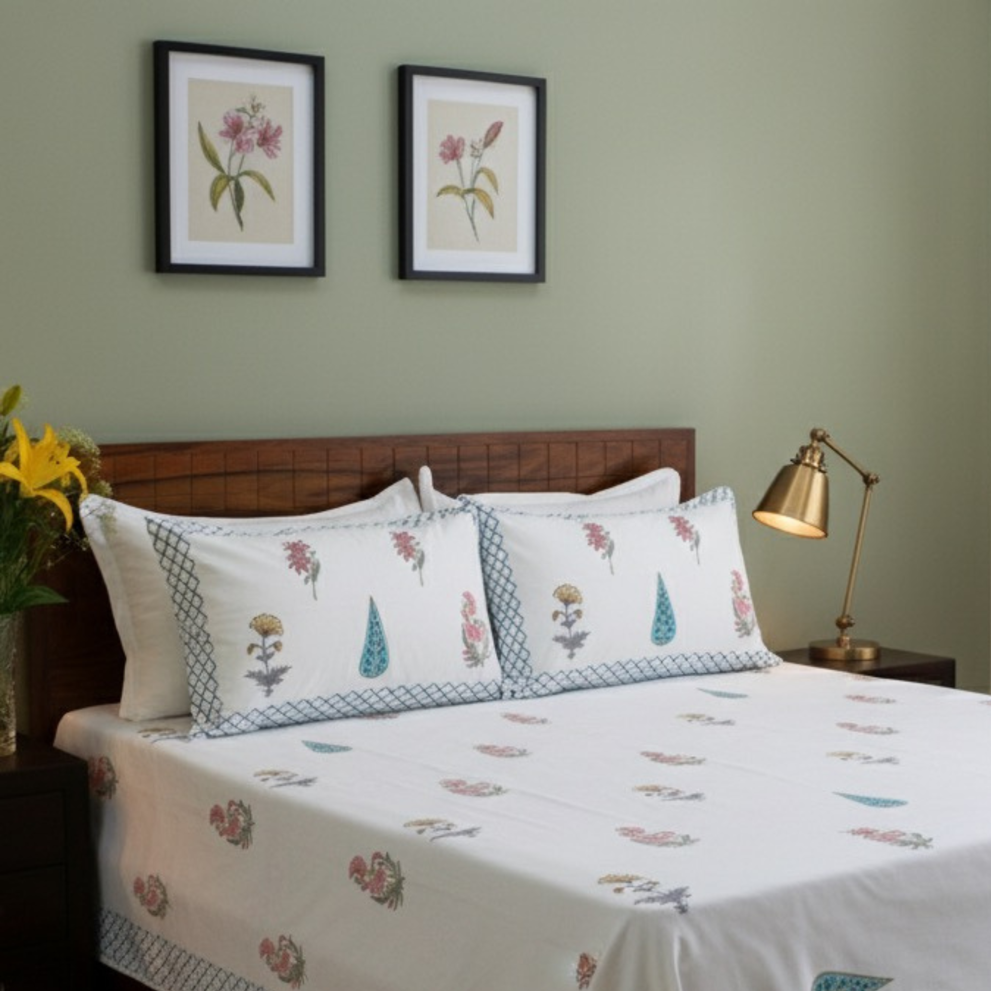 Colors Of The Garden Handblock Bedsheet