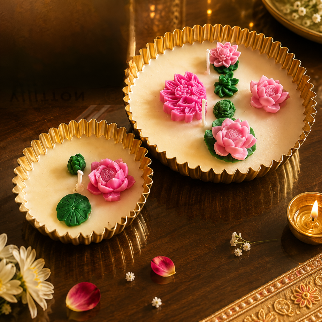 Twin Aura Urli Candle Set of 2 | Lemon Grass Diwali Candles - https://artecasa.in/