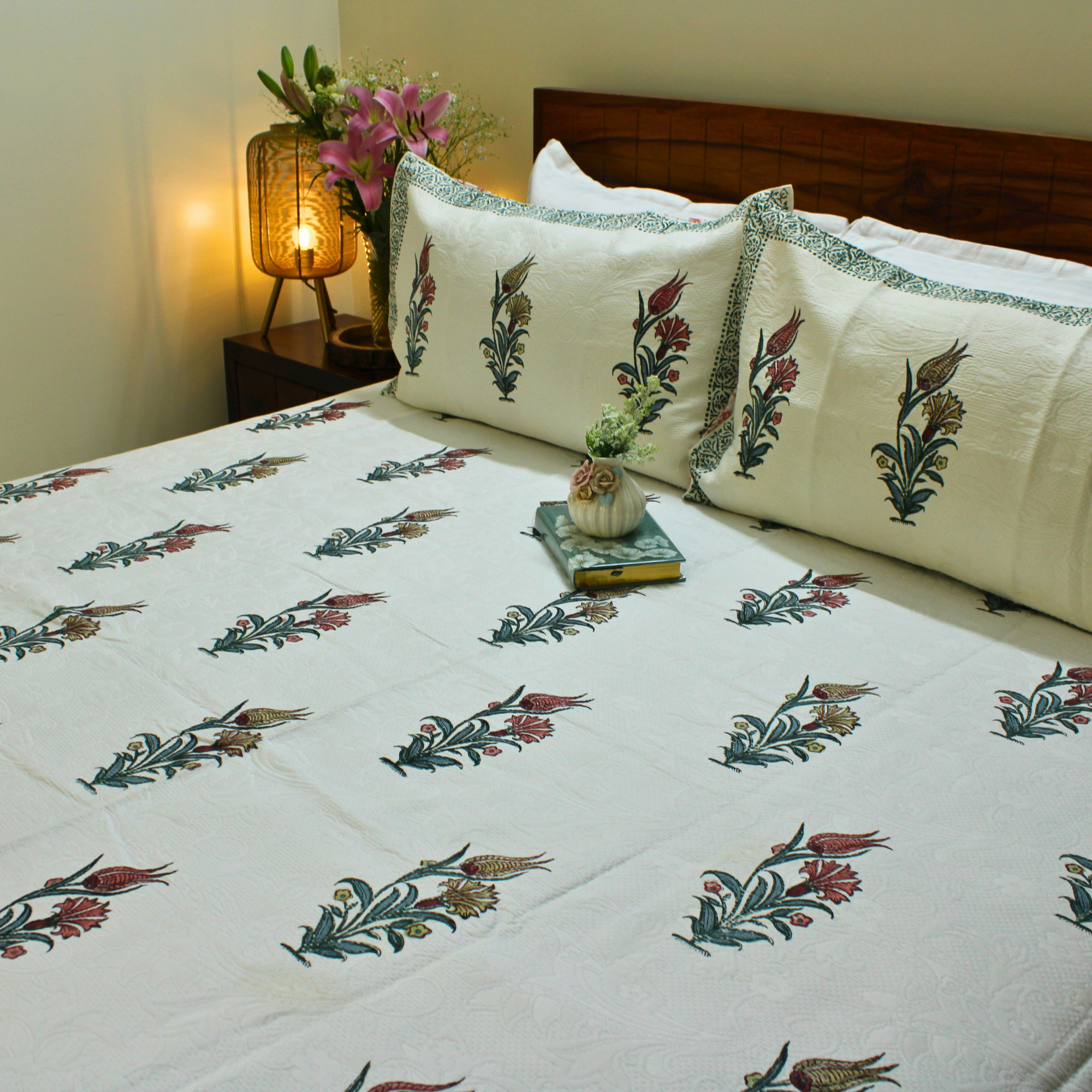 Anand Bagh Jaquard Handblock Bedcover