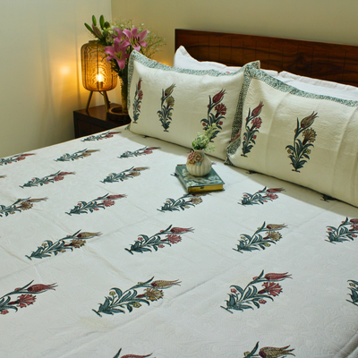Anand Bagh Jaquard Handblock Bedcover