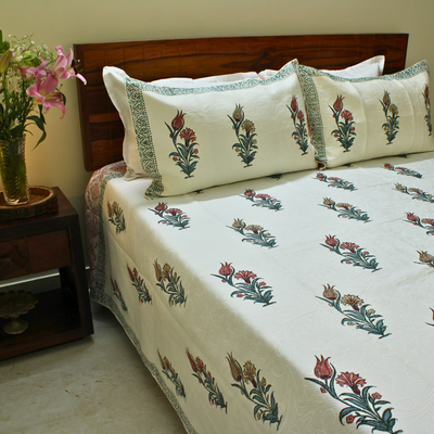 Anand Bagh Jaquard Handblock Bedcover