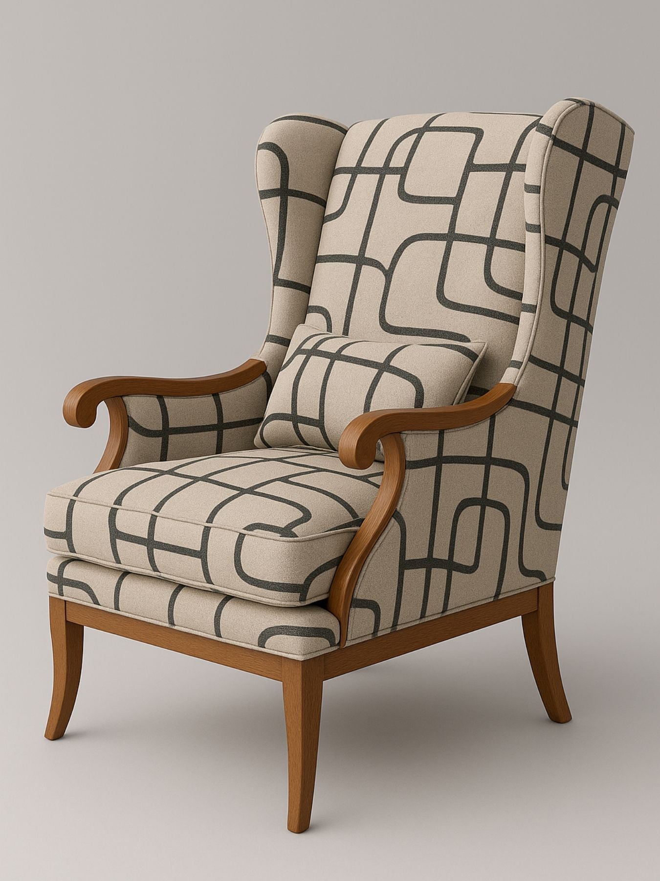 Modern Wingback Accent Chair with Contemporary Fabric