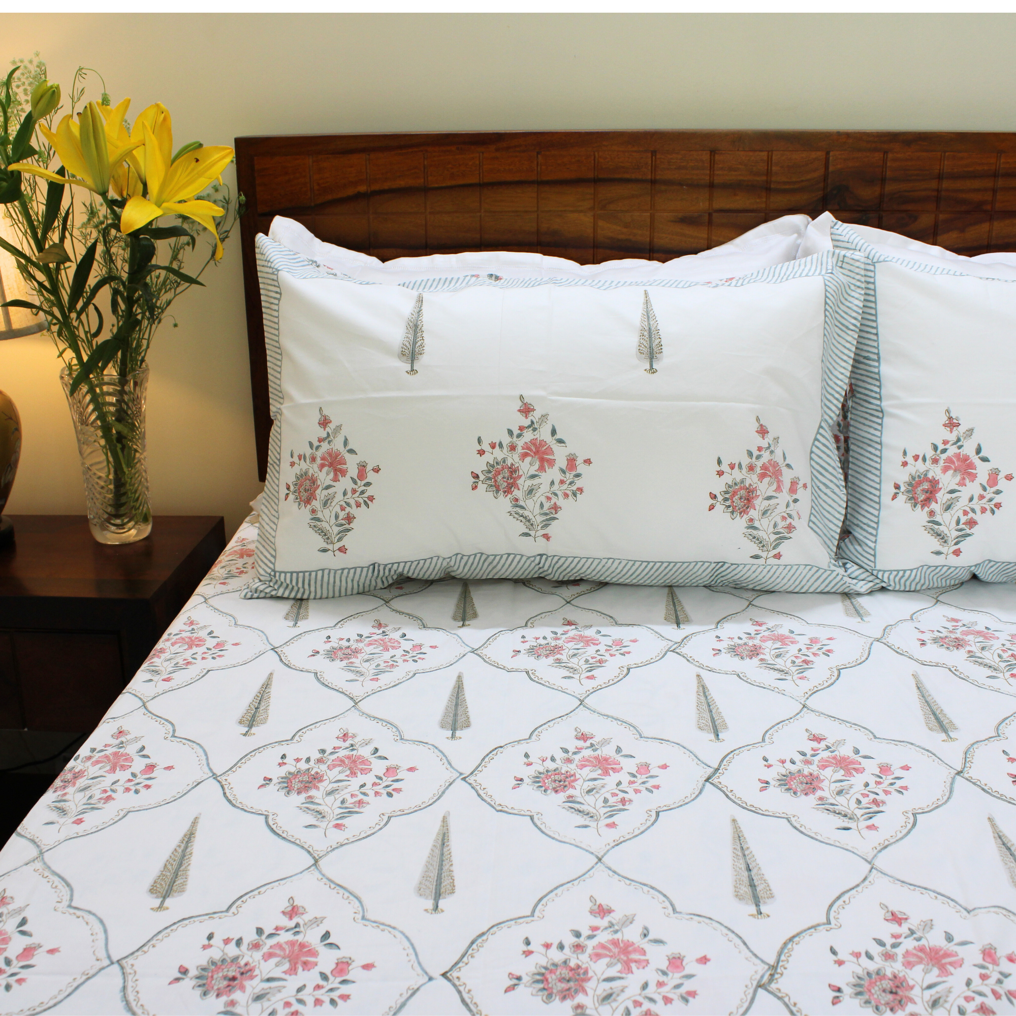 Colors Of The Garden Handblock Bedsheet