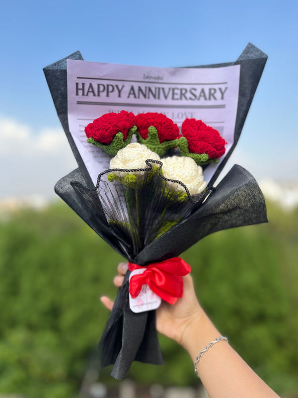 Happy anniversary crochet bouquet