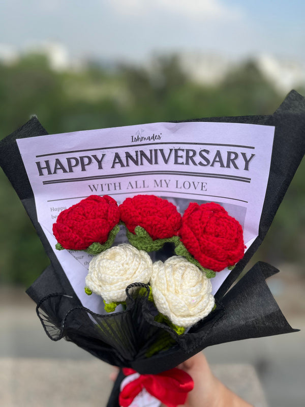 Happy anniversary crochet bouquet