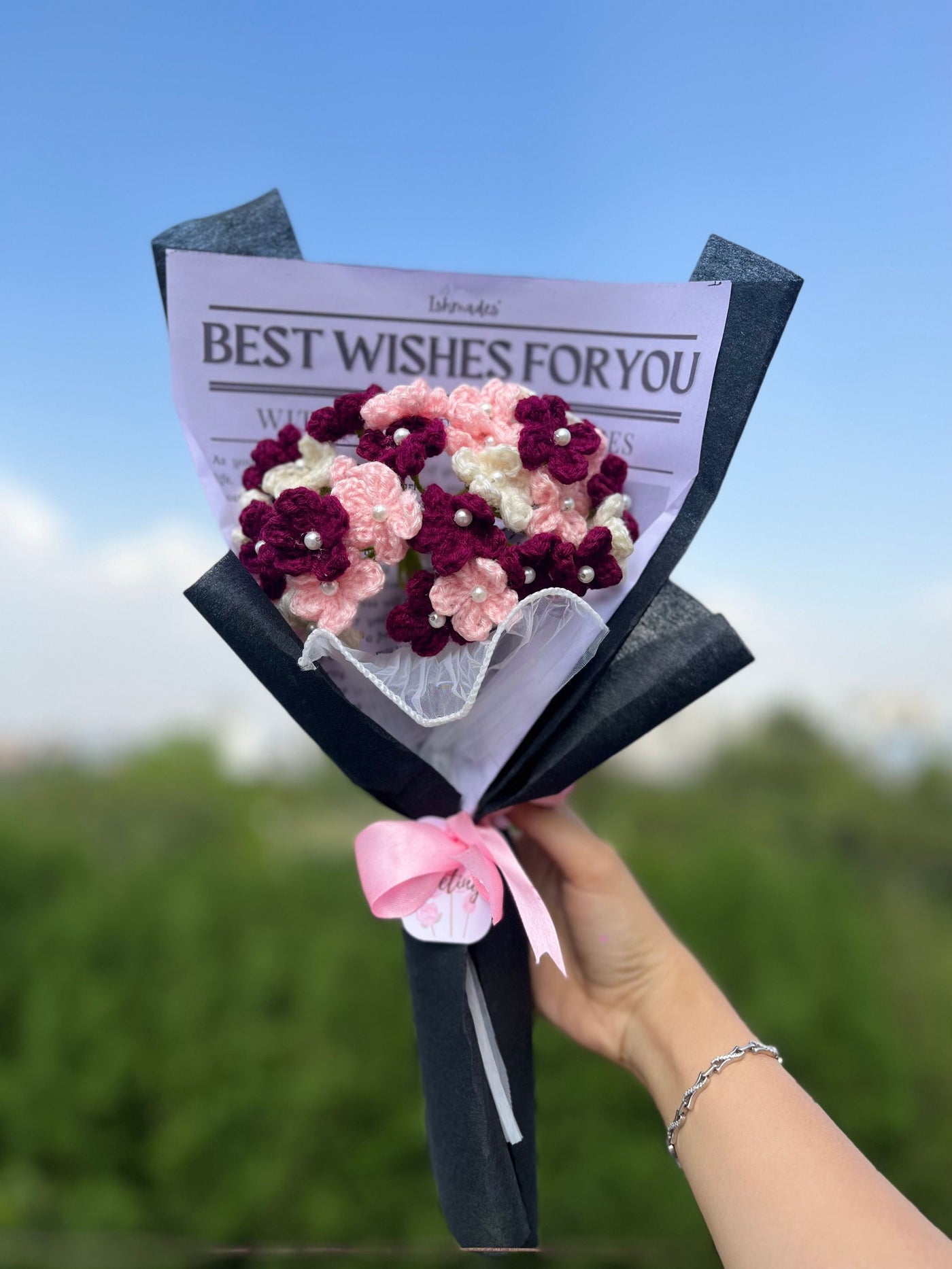 Best wishes crochet bouquet